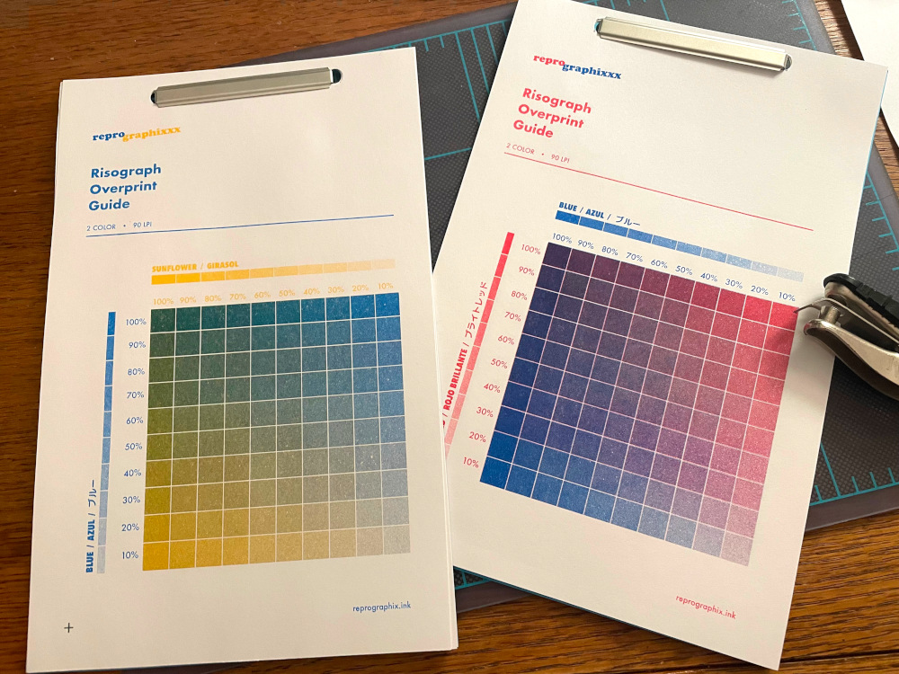 2-color overprint color charts