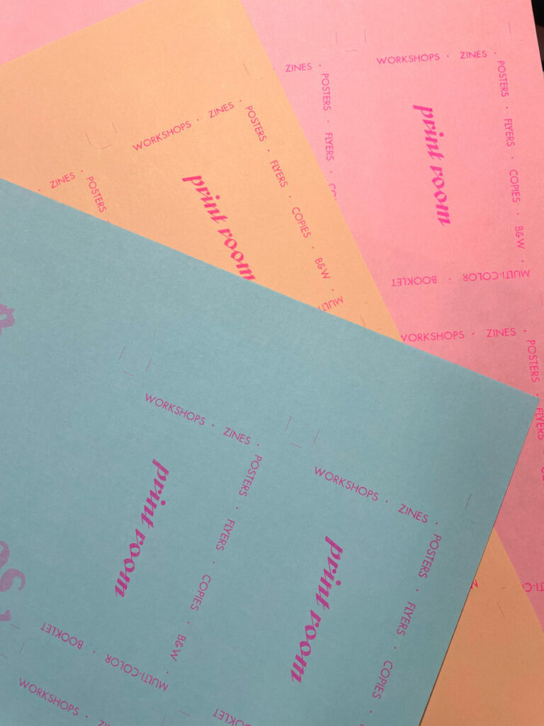 Business cards that say print room